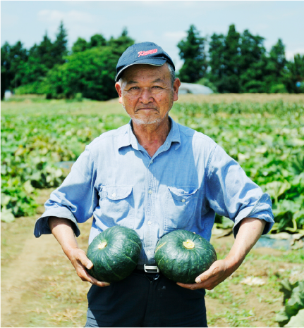 農家の方と南瓜